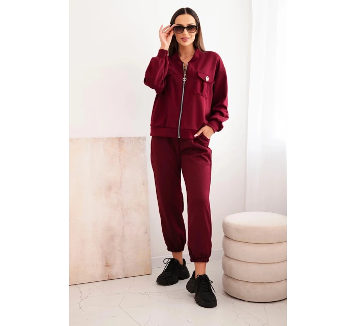 Komplet dámský máslový z viskózy s rozepínací mikinou a kalhotami švestkový Komplet dámský máslový z viskózy s rozepínací mikinou a kalhotami švestkový