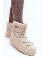 Dámské sněhule na platformě s vázáním béžové model 21641611 - Boto