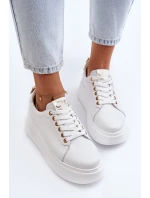 Dámské kožené tenisky na platformě model 21649096 bílé - CheBello