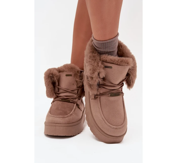 Dámské Sněhule Na Platformě S Kožíškem A Šněrováním Big Star model 21705904 Béžové - Big Star Shoes Dámské Sněhule Na Platformě S Kožíškem A Šněrováním Big Star model 21705904 Béžové - Big Star Shoes