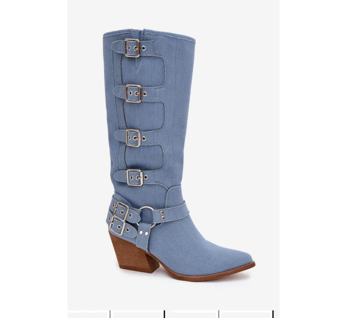 Fivelle Džíny Kovbojky Na Podpatku S Klamrami