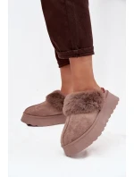 Dámské sněhule na platformě s kožešinou a výšivkou tmavě béžové Querina Dámské sněhule na platformě s kožešinou a výšivkou tmavě béžové Querina