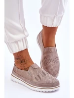 Semišové nazouvací boty Béžovo-zlatá Inez