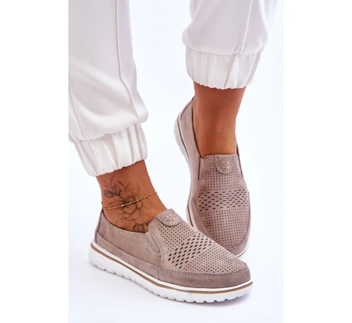 Semišové nazouvací boty Béžovo-zlatá Inez