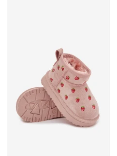Dětské sněhule s jahůdkami Gracina – růžové