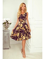 Rozšířené dámské šaty 114-13 černo-žluté - Numoco Rozšířené dámské šaty 114-13 černo-žluté - Numoco