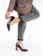 Luxusní černé lodičky dámské na širokém podpatku Luxusní černé lodičky dámské na širokém podpatku