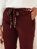 Dámské džínové kalhoty CHARMYOU s páskem vínové FashionStreet UY2271