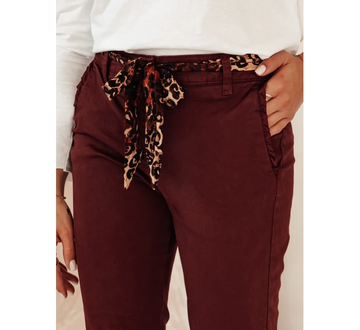 Dámské džínové kalhoty CHARMYOU s páskem vínové FashionStreet UY2271