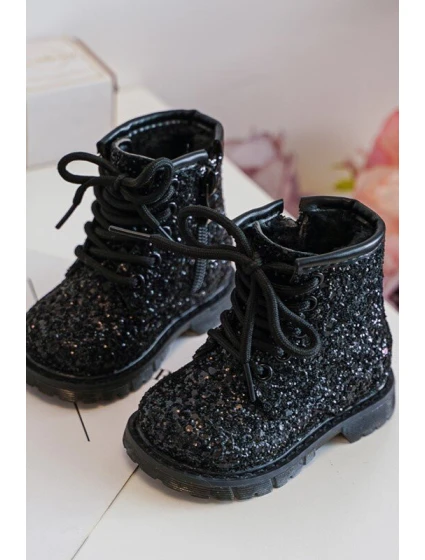 Dětské Brokatové Botky Oceněné Se Zipem Černé Saussa Dětské Brokatové Botky Oceněné Se Zipem Černé Saussa