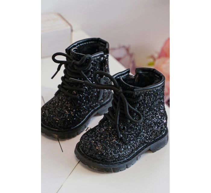 Dětské Brokatové Botky Oceněné Se Zipem Černé Saussa Dětské Brokatové Botky Oceněné Se Zipem Černé Saussa
