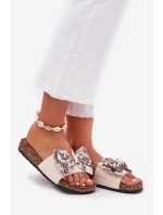 Dámské pantofle s mašlí na korkové platformě béžové model 21687426 - Boto Dámské pantofle s mašlí na korkové platformě béžové model 21687426 - Boto