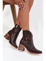 Dámské s z přírodní kůže na podpatku  čokoládové model 21713138 - Zazoo