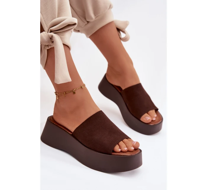 Ženské platformové nazouváky Čokoládové Liorisse