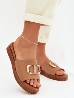 Dámské pantofle s zlatým detailem Camel Elmera