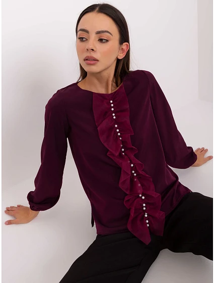Bluzka LK BZ model 18865908 ciemny fioletowy - FPrice Bluzka LK BZ model 18865908 ciemny fioletowy - FPrice