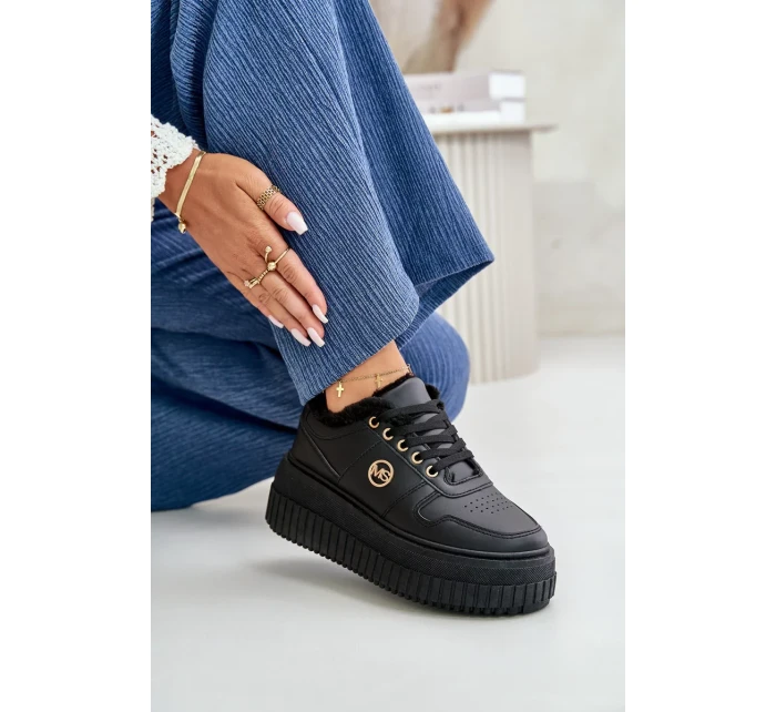 Tenisky Sportovní Boty Dámské Zateplené Na Masivní Podešvi Černé Verissha