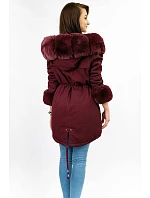 Bavlněná parka s kožešinou vínová (xw805x)