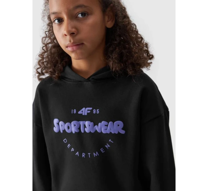 Dívčí nepruhovaná mikina s kapucí 4F Junior 4FJWAW24TSWSF1213-20S Dívčí nepruhovaná mikina s kapucí 4F Junior 4FJWAW24TSWSF1213-20S