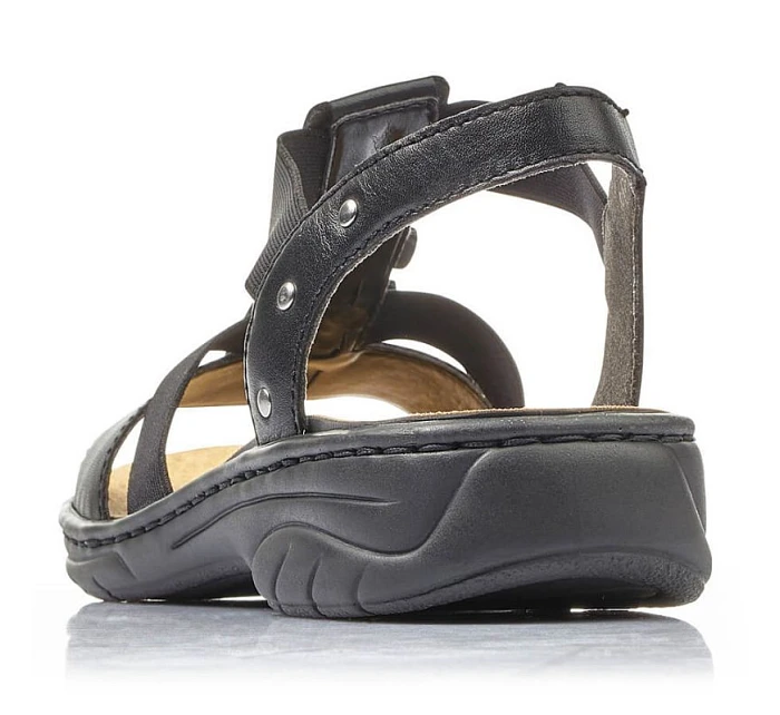 Černé kožené sandály W model 22050404 Rieker - Inny Černé kožené sandály W model 22050404 Rieker - Inny