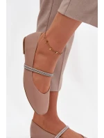 Dámské baleríny s pásky tmavě béžové model 21757670 - Boto