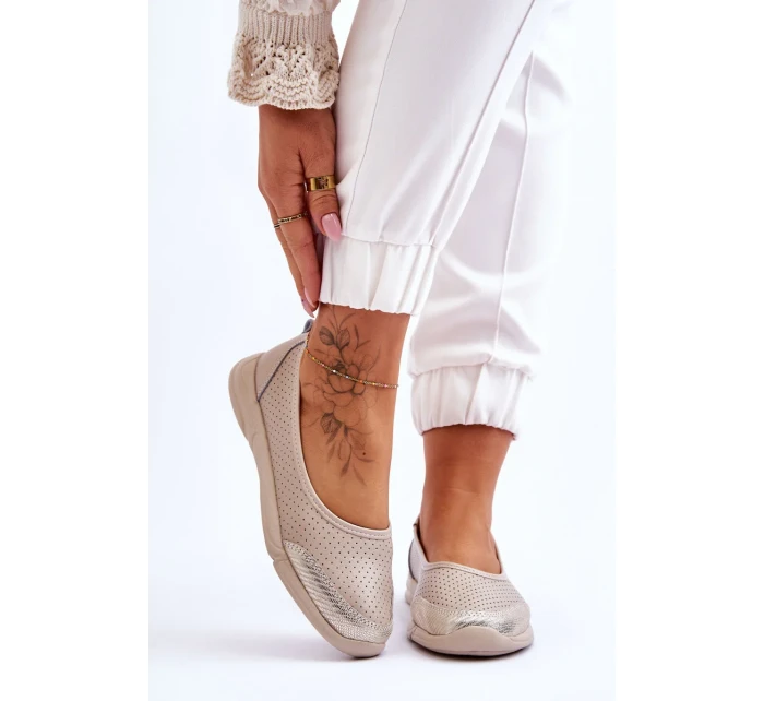 Kožené dámské prolamované baleríny Béžová Lucy Kožené dámské prolamované baleríny Béžová Lucy