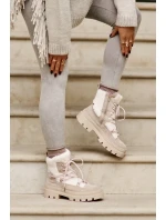 Kotníkové boty s beránkovým kožíškem béžové Merilana Kotníkové boty s beránkovým kožíškem béžové Merilana