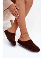 Dámské domácí pantofle z eko semiše – čokoládové Kalvess Dámské domácí pantofle z eko semiše – čokoládové Kalvess