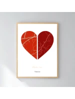 Personalizovaný magický fotoobraz v rámu - 30x40 - dvě mapy jako srdce Personalizovaný magický fotoobraz v rámu - 30x40 - dvě mapy jako srdce