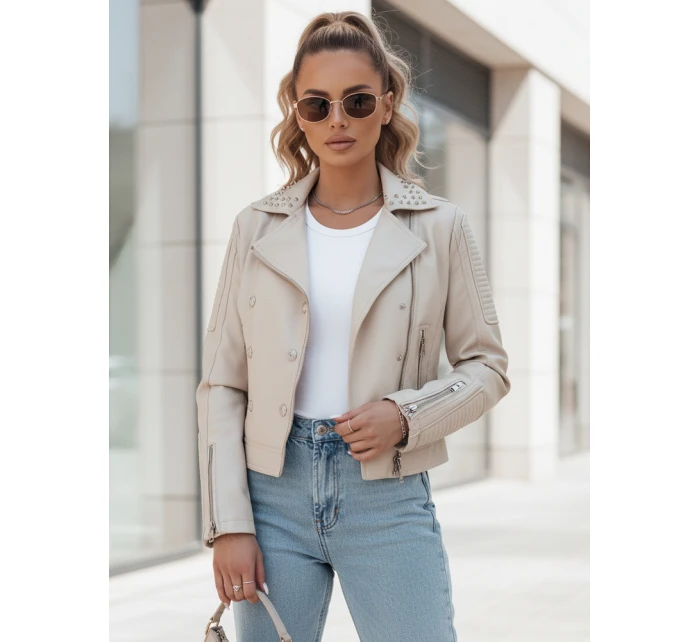 Dámská kožená bunda ramones beige Dstreet model 21973532 - FashionStreet