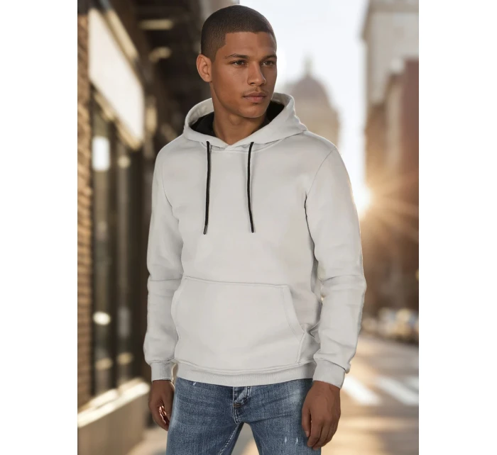 Pánská základní mikina s kapucí světle šedá FashionStreet BX5862