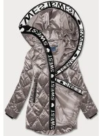 Béžová dámská bunda s ozdobnou lemovkou (B8113-12)