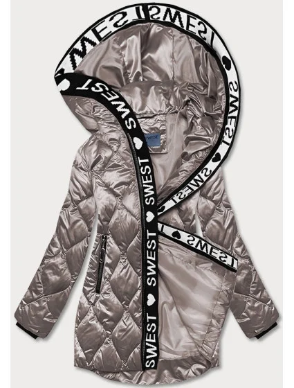 Béžová dámská bunda s ozdobnou lemovkou (B8113-12)