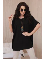 Oversized halenka s přívěskem černý Oversized halenka s přívěskem černý