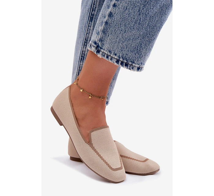 Dámské mokasíny z textilu Ploché Béžové Selisa