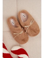 Dámské papuče s kožíškem a mašličkou – camel Minella Dámské papuče s kožíškem a mašličkou – camel Minella