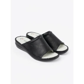 Luxusní  nazouváky dámské černé na plochém podpatku