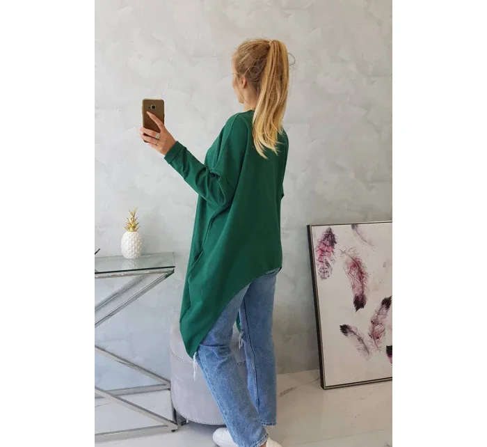 Oversize halenka s potiskem tmavě zelená