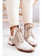 Kožené kozačky model 21576781 Světle béžová - Maciejka
