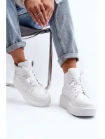 Zazoo 3392/X Dámské Kožené Sportovní Boty Na Platformě Bílé