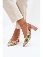 Sandály S Pletením Na Podpatku Růžové model 21699997 - Boto Sandály S Pletením Na Podpatku Růžové model 21699997 - Boto