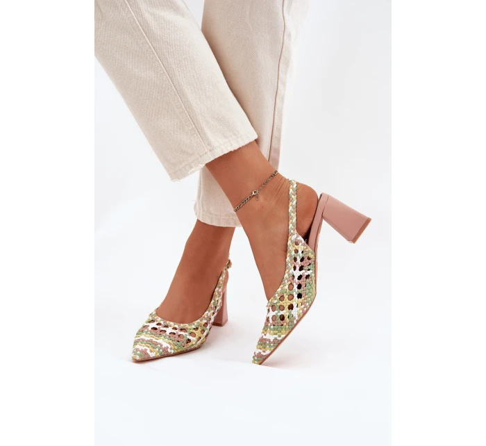 Sandály S Pletením Na Podpatku Růžové model 21699997 - Boto Sandály S Pletením Na Podpatku Růžové model 21699997 - Boto