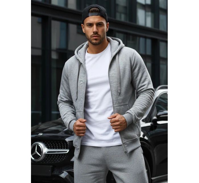 Pánská rozepínací mikina s kapucí šedá BX2412 Pánská rozepínací mikina s kapucí šedá BX2412