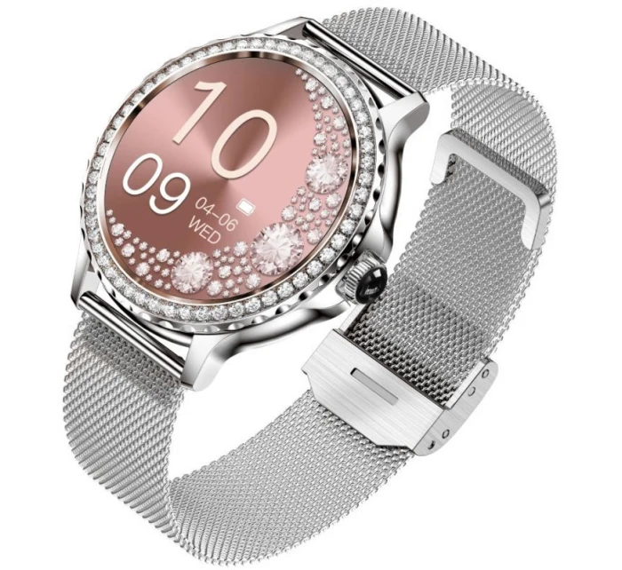 Dámské chytré hodinky Rubicon RNCF19-1 Stříbrný náramek + řemínek Dámské chytré hodinky Rubicon RNCF19-1 Stříbrný náramek + řemínek