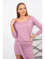 Asymetrické šaty s 3/4 rukávy, tmavě růžové Asymetrické šaty s 3/4 rukávy, tmavě růžové