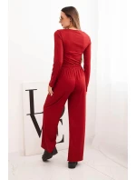Dámský viskózový komplet s halenkou a širokými kalhotami bordový Dámský viskózový komplet s halenkou a širokými kalhotami bordový