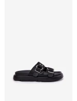 Kožené Dámské Sandály S Ozdobnými Přezkami Big Star RR274658 Černé Kožené Dámské Sandály S Ozdobnými Přezkami Big Star RR274658 Černé