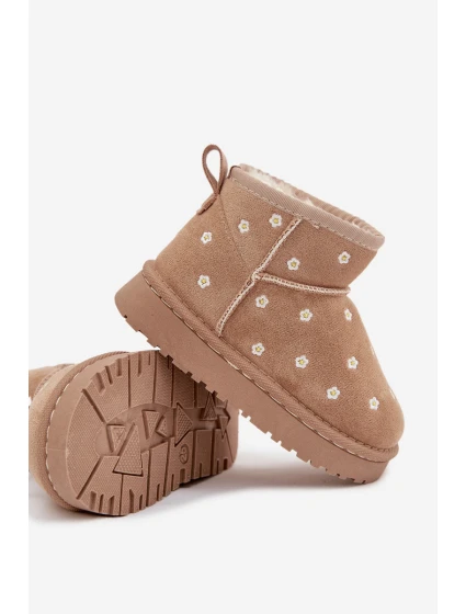 Dětské sněhule zdobené květinami Gracina – béžové Dětské sněhule zdobené květinami Gracina – béžové