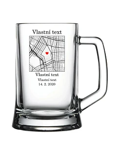 Personalizovaná pivní sklenice s mapou