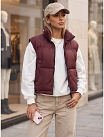 Dámská prošívaná zateplená krátká vesta v bordové barvě FashionStreet TY5971 Dámská prošívaná zateplená krátká vesta v bordové barvě FashionStreet TY5971